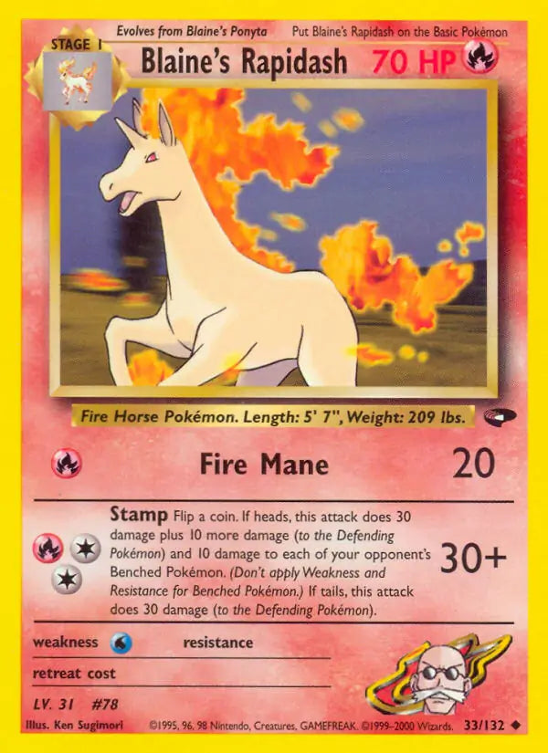 Blaine's Rapidash⁣ - Gym Challenge⁣ (Uncommon)⁣ [33] English / Excellent / Normal