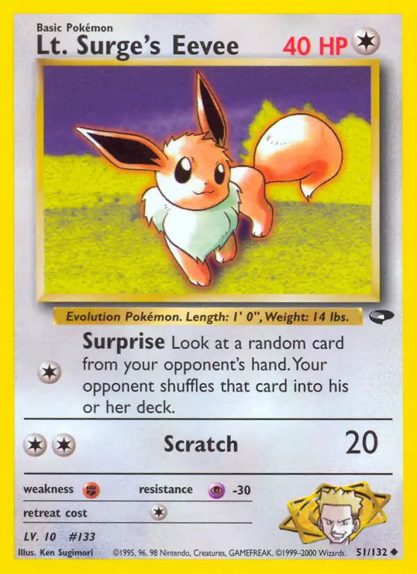 Lt. Surge's Eevee⁣ - Gym Challenge⁣ (Uncommon)⁣ [51] English / Poor / Normal