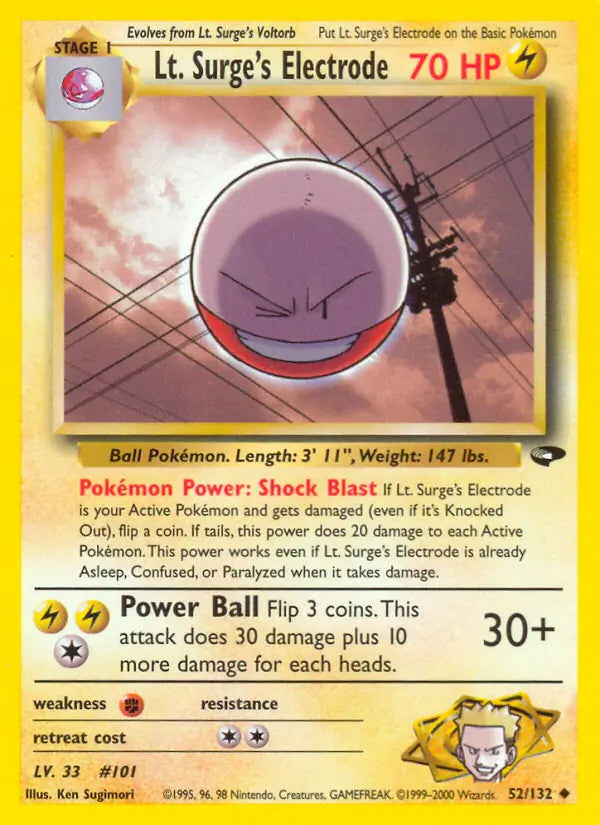 Lt. Surge's Electrode⁣ - Gym Challenge⁣ (Uncommon)⁣ [52] English / Near Mint / Normal