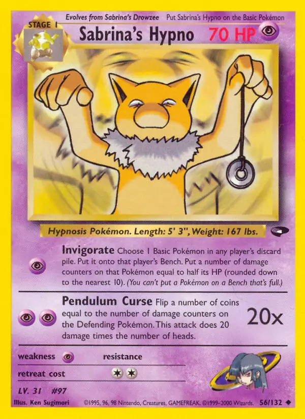 Sabrina's Hypno⁣ - Gym Challenge⁣ (Uncommon)⁣ [56] English / Excellent / 1st-Edition