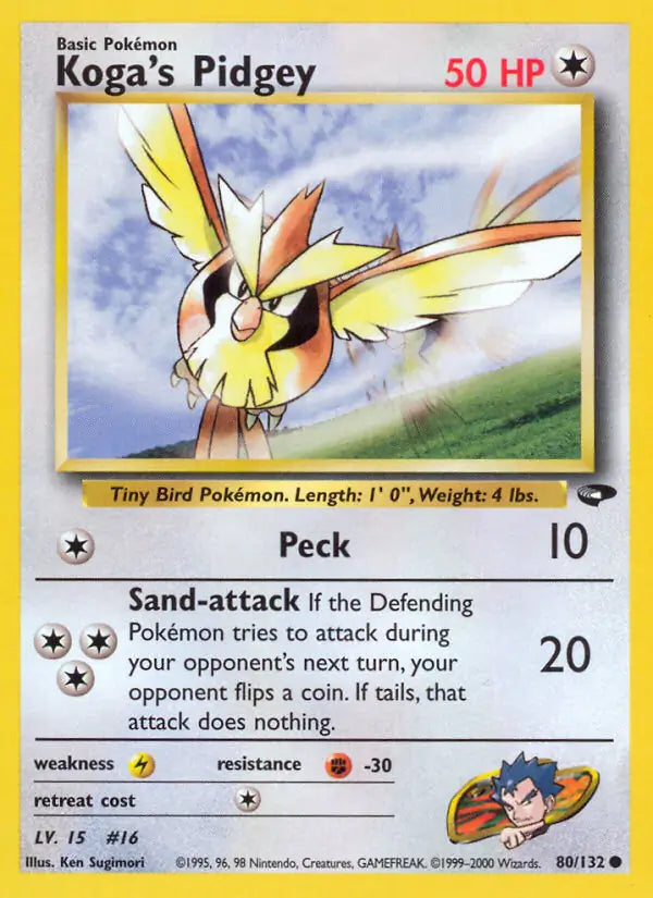 Koga's Pidgey⁣ - Gym Challenge⁣ (Common)⁣ [80] English / Good / 1st-Edition