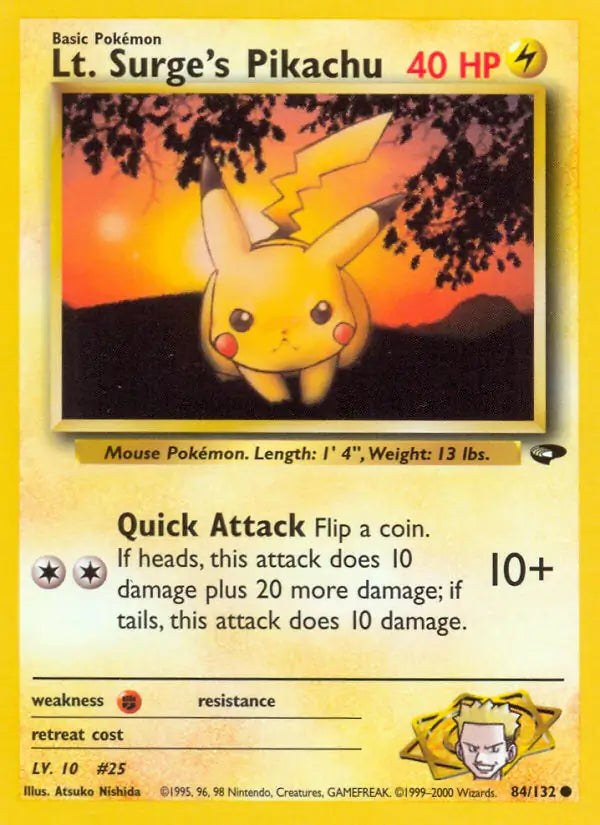 Lt. Surge's Pikachu⁣ - Gym Challenge⁣ (Common)⁣ [84] English / Played / 1st-Edition
