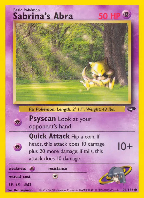 Sabrina's Abra⁣ - Gym Challenge⁣ (Common)⁣ [94] English / Light Played / Normal