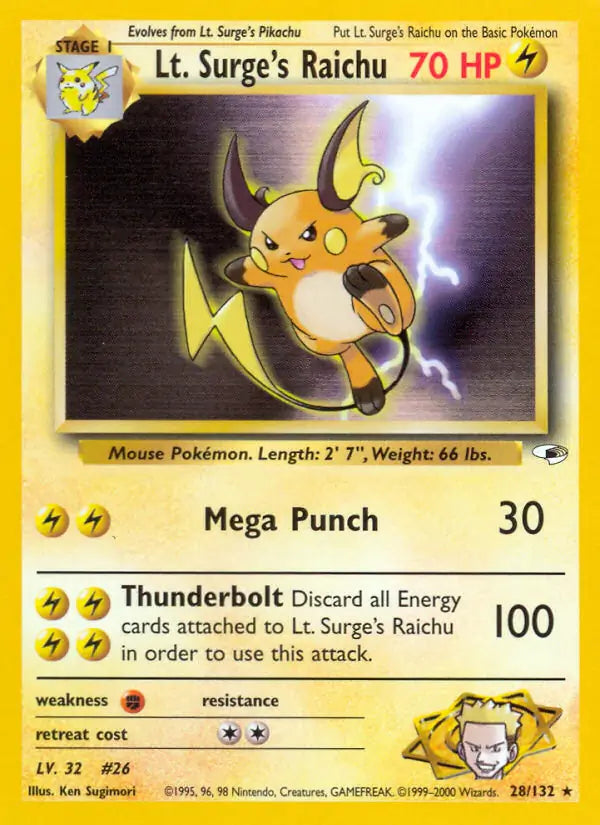 Lt. Surge's Raichu⁣ - Gym Heroes⁣ (Rare)⁣ [28] English / Poor / Normal