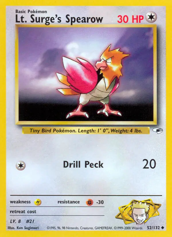 Lt. Surge's Spearow⁣ - Gym Heroes⁣ (Uncommon)⁣ [52] English / Good / Normal
