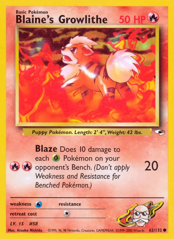 Blaine's Growlithe⁣ - Gym Heroes⁣ (Common)⁣ [62] English / Near Mint / 1st-Edition