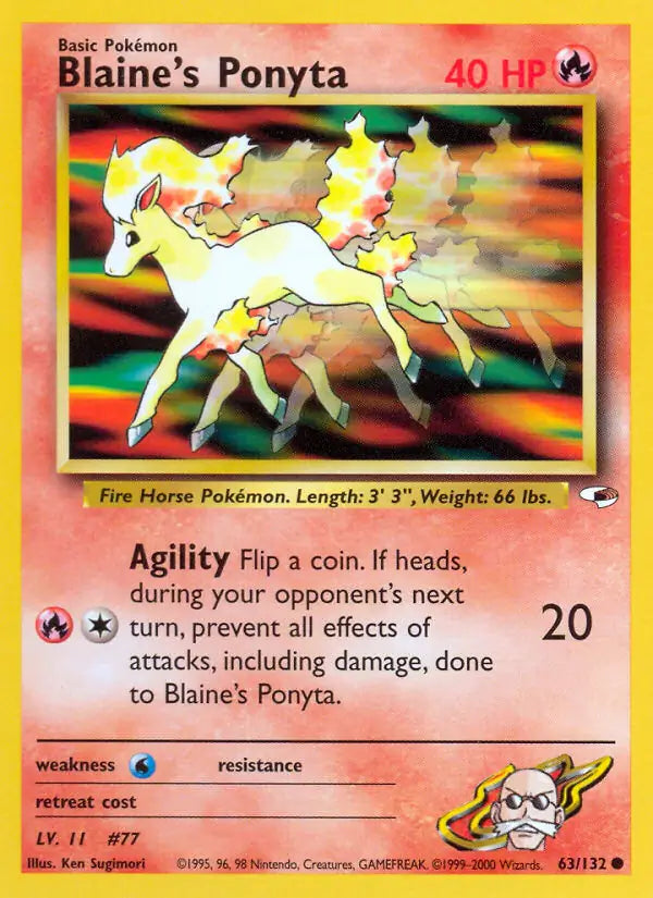 Blaine's Ponyta⁣ - Gym Heroes⁣ (Common)⁣ [63] English / Near Mint / 1st-Edition