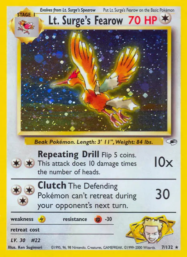 Lt. Surge's Fearow - Gym Heroes (Holo Rare) [7] Kortspil
