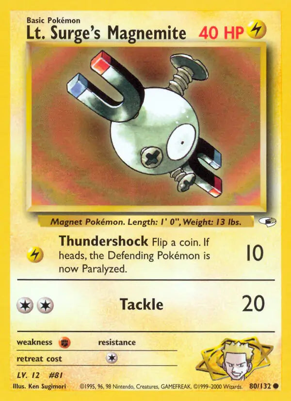 Lt. Surge's Magnemite⁣ - Gym Heroes⁣ (Common)⁣ [80] English / Near Mint / 1st-Edition