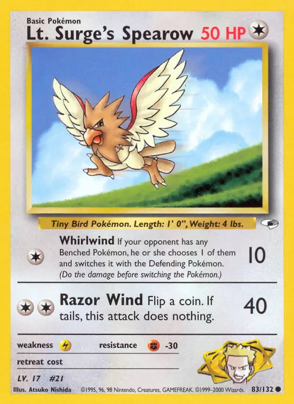 Lt. Surge's Spearow⁣ - Gym Heroes⁣ (Common)⁣ [83] English / Good / Normal
