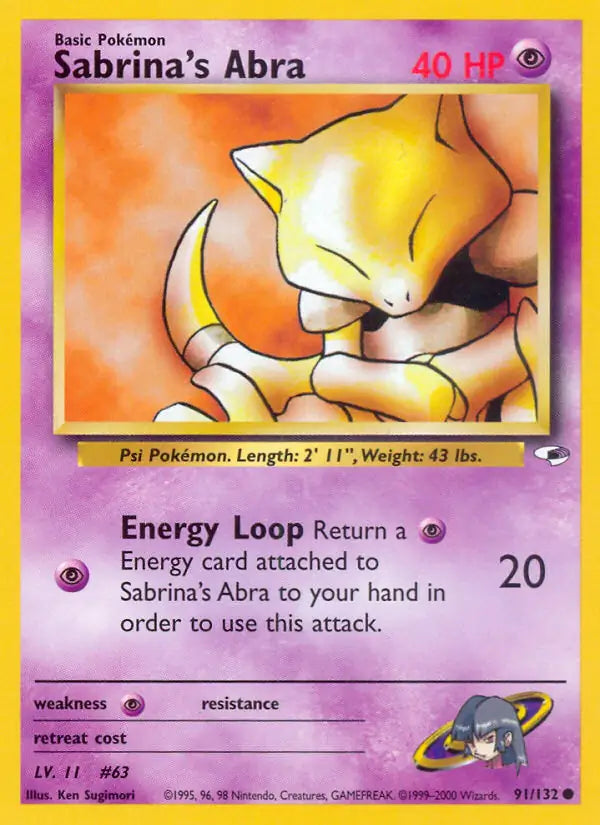 Sabrina's Abra⁣ - Gym Heroes⁣ (Common)⁣ [91] English / Near Mint / 1st-Edition
