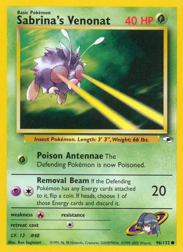Sabrina's Venonat⁣ - Gym Heroes⁣ (Common)⁣ [96] English / Near Mint / 1st-Edition