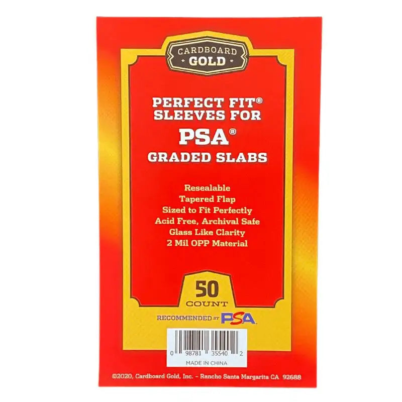 Graded Card PSA Sleeves - Perfect Fit Sealable (50 stk.) Kortspil – tilbehør Cardboard Gold 