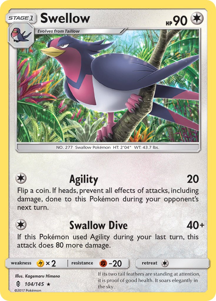 Swellow - Guardians Rising (Rare) [GRI-104] English / Near Mint / Normal