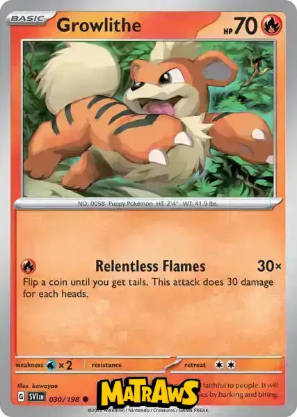 Growlithe - 030/198 Enkeltkort Scarlet & Violet Base Set 