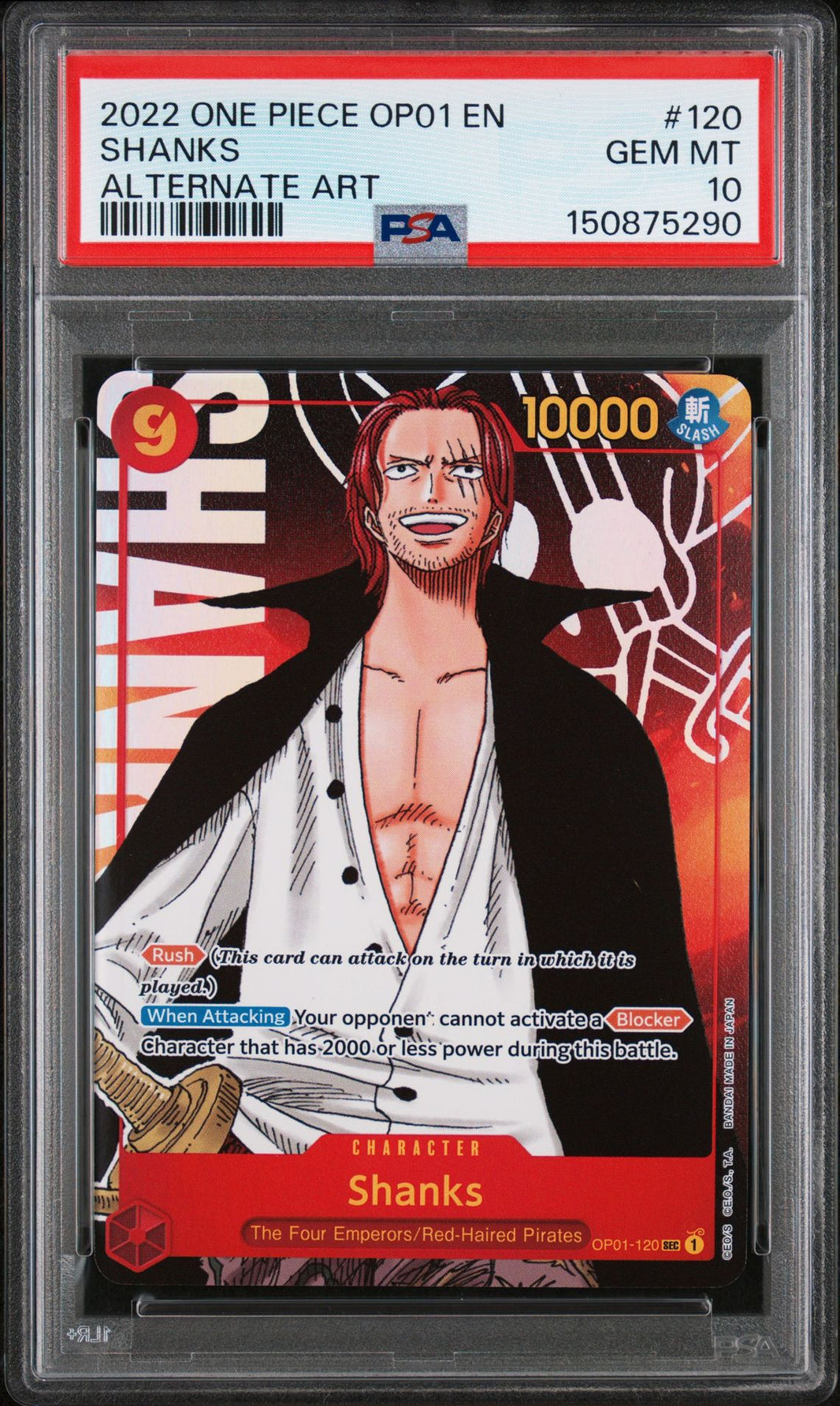 Shanks OP01-120 Romance Dawn PSA 10 - forside