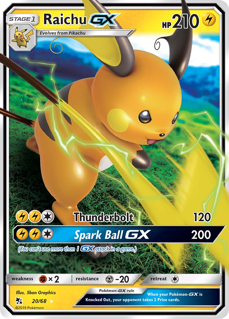 Raichu GX⁣ - Hidden Fates⁣ (Ultra Rare)⁣ [20] English / Near Mint / Normal