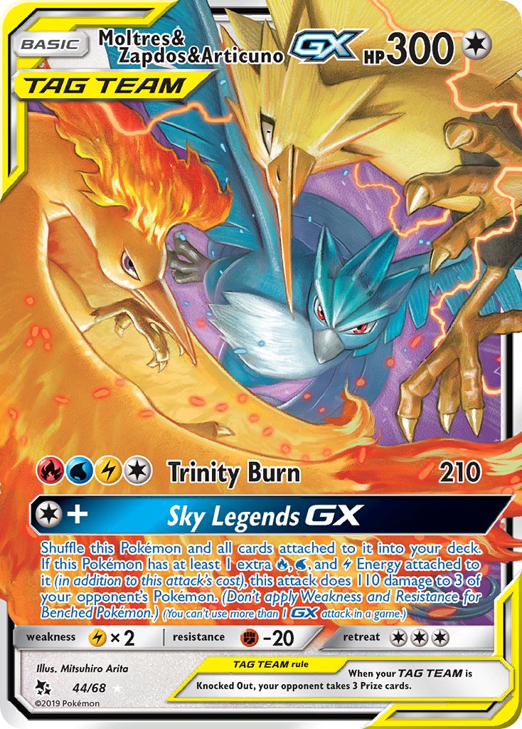Moltres & Zapdos & Articuno GX⁣ - Hidden Fates⁣ (Ultra Rare)⁣ [44] English / Excellent / Normal
