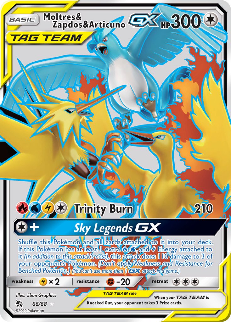 Moltres & Zapdos & Articuno GX⁣ - Hidden Fates⁣ (Ultra Rare)⁣ [66] English / Excellent / Normal