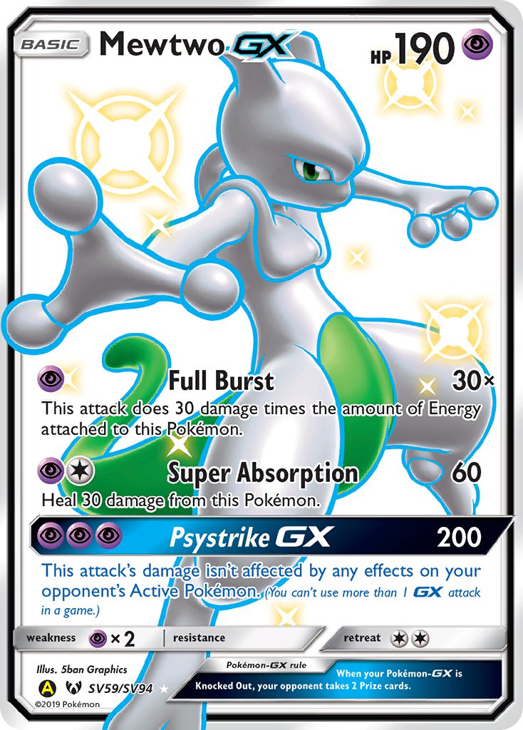 Mewtwo GX⁣ - Hidden Fates⁣ (Ultra Rare)⁣ [SV59] English / Near Mint / Normal