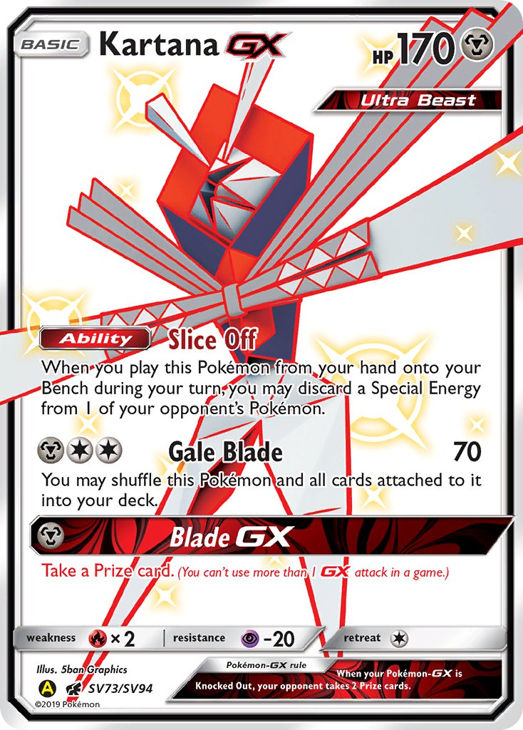 Kartana GX⁣ - Hidden Fates⁣ (Secret Rare)⁣ [SV73] English / Played / Normal