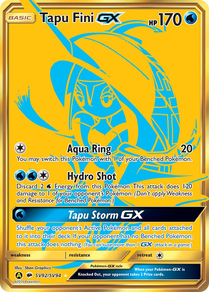 Tapu Fini GX⁣ - Hidden Fates⁣ (Secret Rare)⁣ [SV92] English / Near Mint / Normal