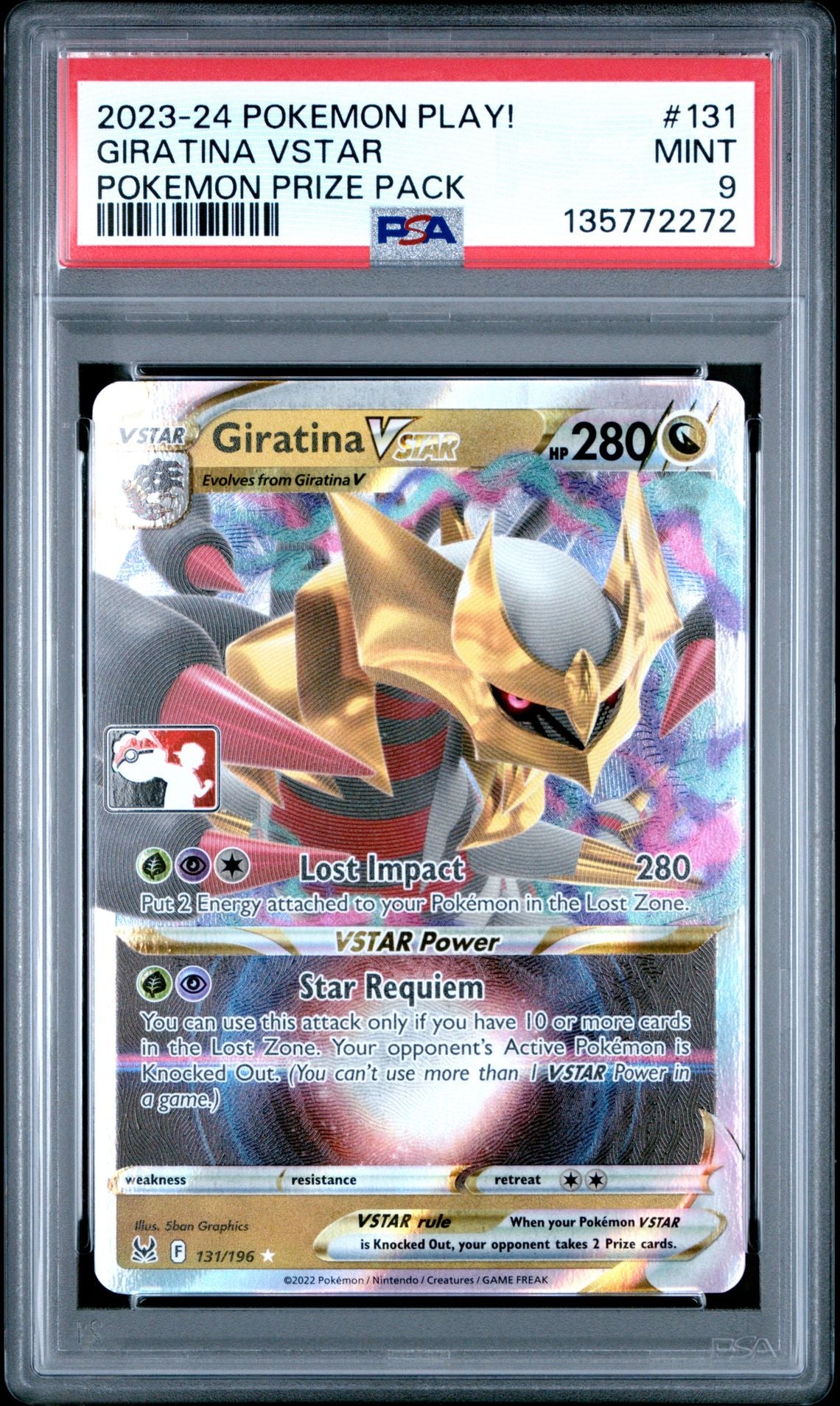 Giratina VSTAR #131 Lost Origin PSA 9 - forside