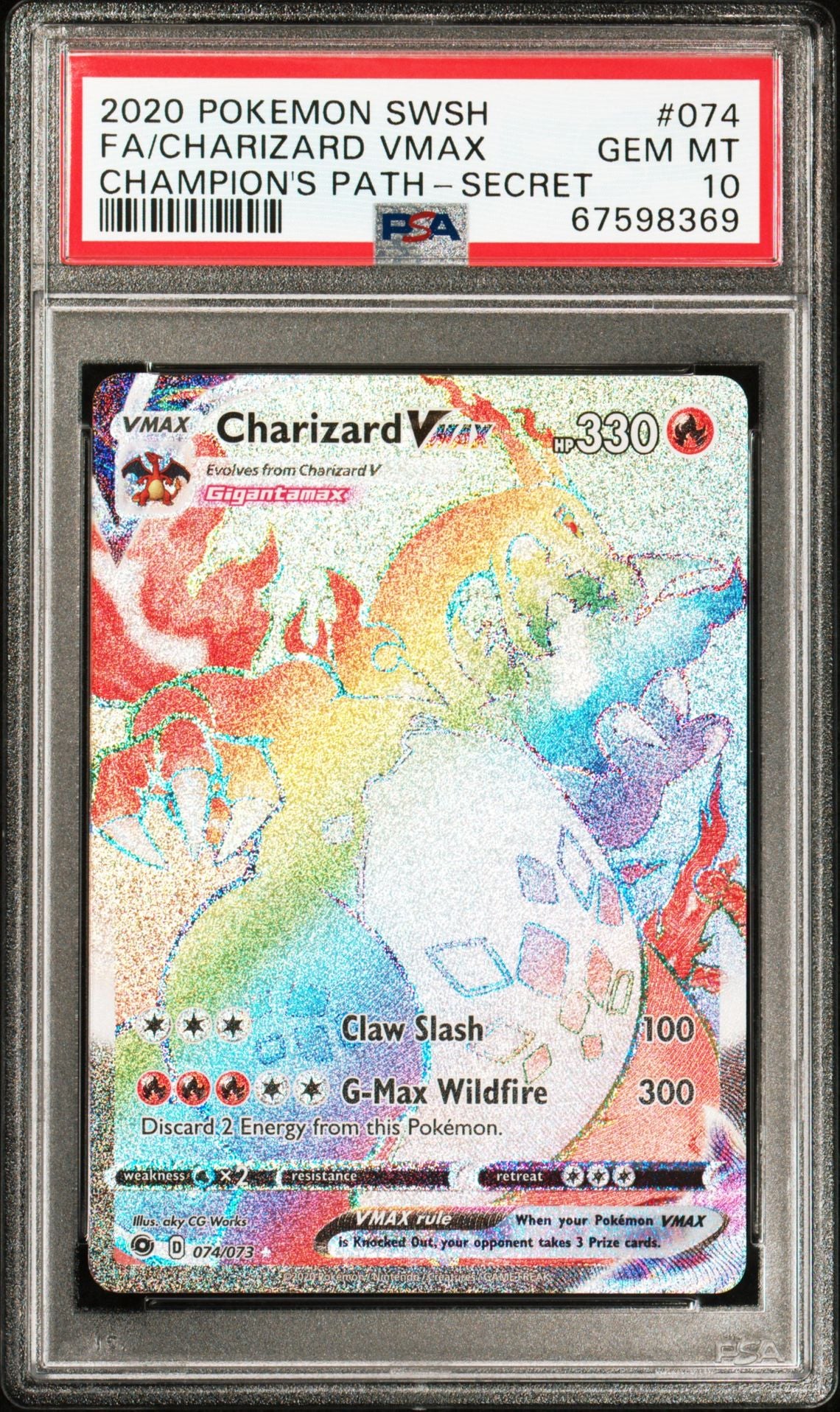 Charizard VMAX #074 Sword & Shield Champion's Path PSA 10 - forside