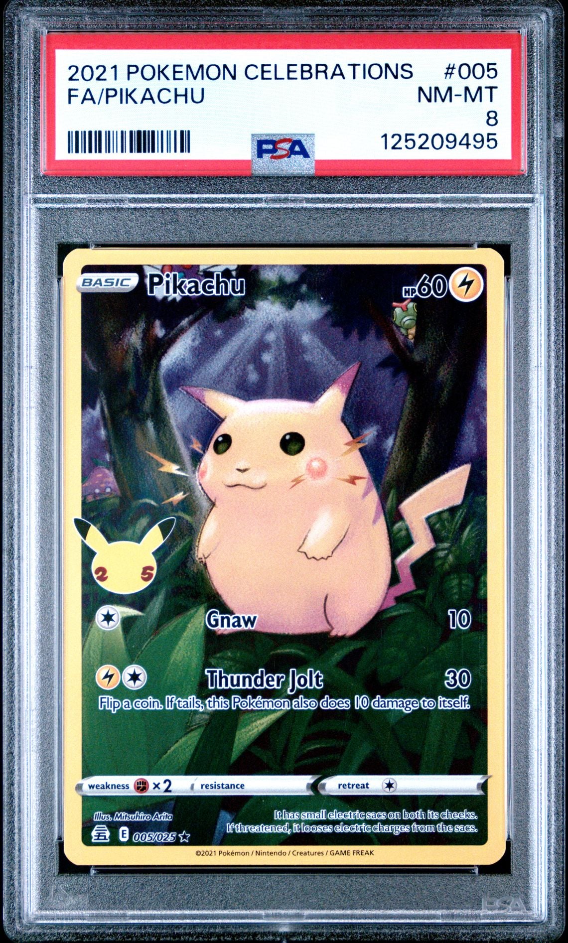 Pikachu #005 Celebrations PSA 8 - forside