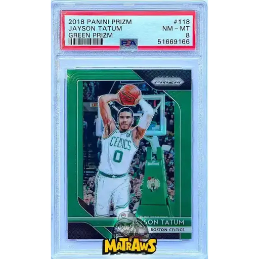 Jayson Tatum #118 - 2nd Year Celtics - 2018-19 Panini Green Prizm - PSA 8 (NM - MT) Graded Card PSA 