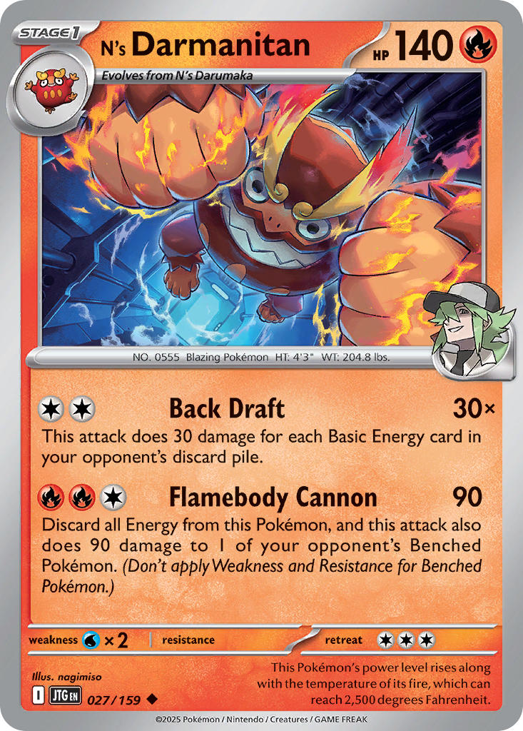 N's Darmanitan⁣ - Journey Together⁣ (Uncommon)⁣ [027] English / Near Mint / Reverse-Holo Normal