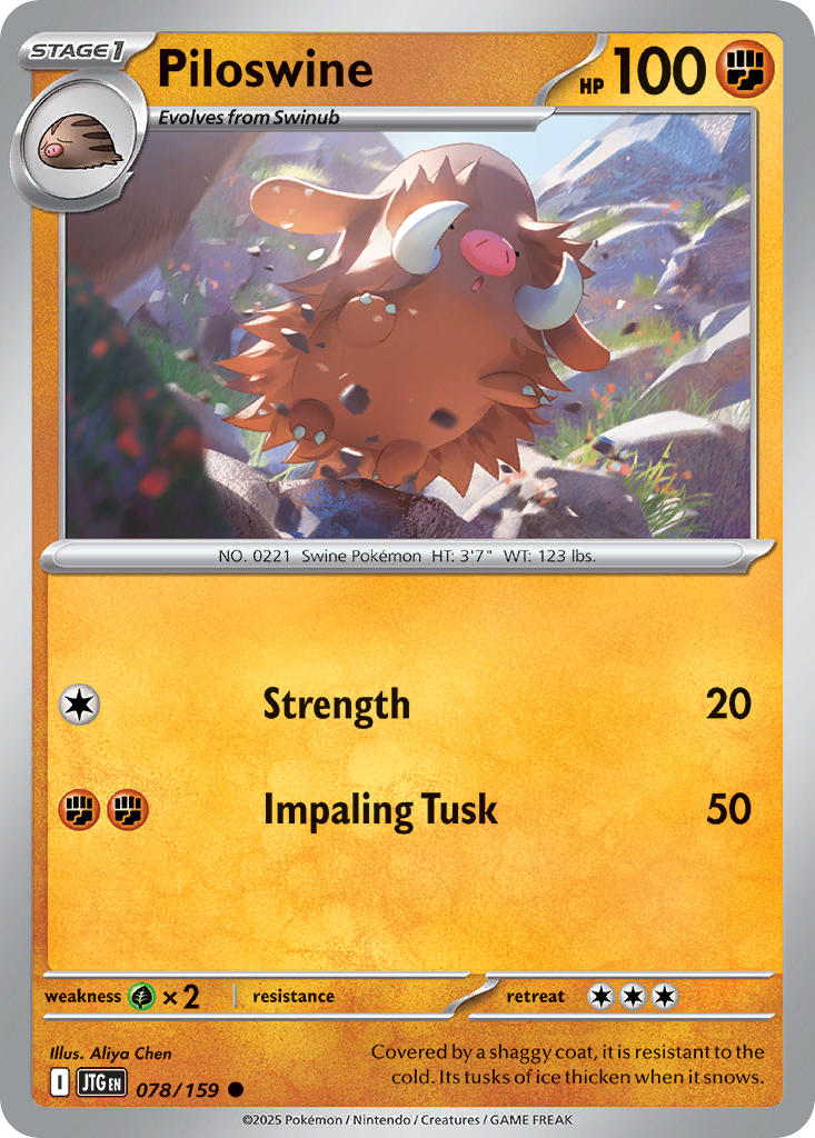 Piloswine⁣ - Journey Together⁣ (Common)⁣ [078] English / Near Mint / Reverse-Holo Normal