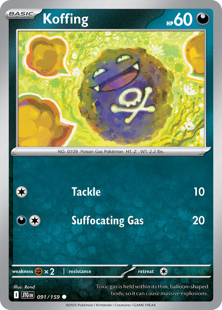 Koffing⁣ - Journey Together⁣ (Common)⁣ [091] English / Near Mint / Reverse-Holo Normal