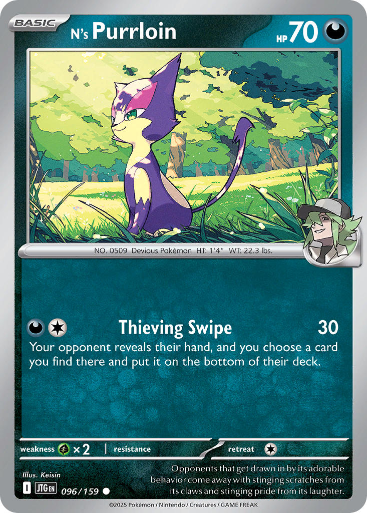 N's Purrloin⁣ - Journey Together⁣ (Common)⁣ [096] English / Near Mint / Reverse-Holo Normal