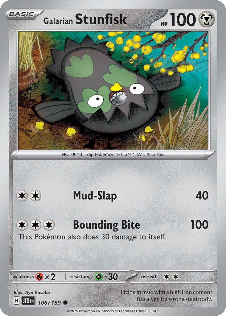 Galarian Stunfisk⁣ - Journey Together⁣ (Common)⁣ [106] English / Near Mint / Reverse-Holo Normal