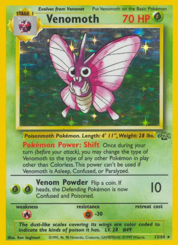 Venomoth⁣ - Jungle⁣ (Holo Rare)⁣ [13] English / Played / Normal