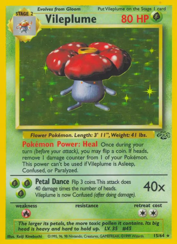 Vileplume⁣ - Jungle⁣ (Holo Rare)⁣ [15] English / Poor / Normal