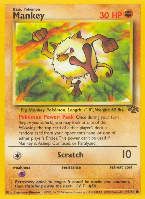 Mankey⁣ - Jungle⁣ (Common)⁣ [55] English / Near Mint / 1st-Edition