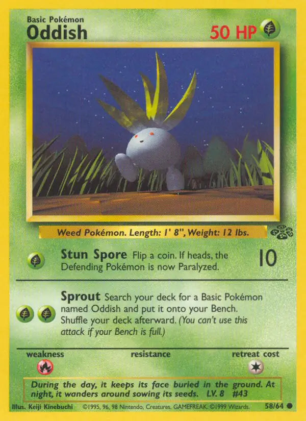 Oddish⁣ - Jungle⁣ (Common)⁣ [58] English / Near Mint / 1st-Edition