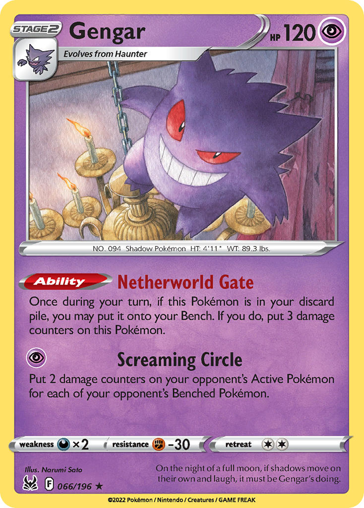 Gengar Lost Origin Holo Rare LOR-066 Kortspil