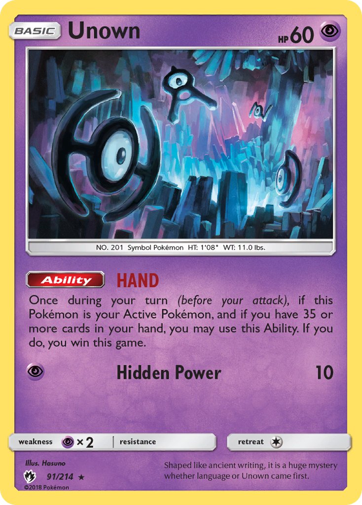 Unown - Lost Thunder (Rare) [LOT-91] English / Near Mint / Normal