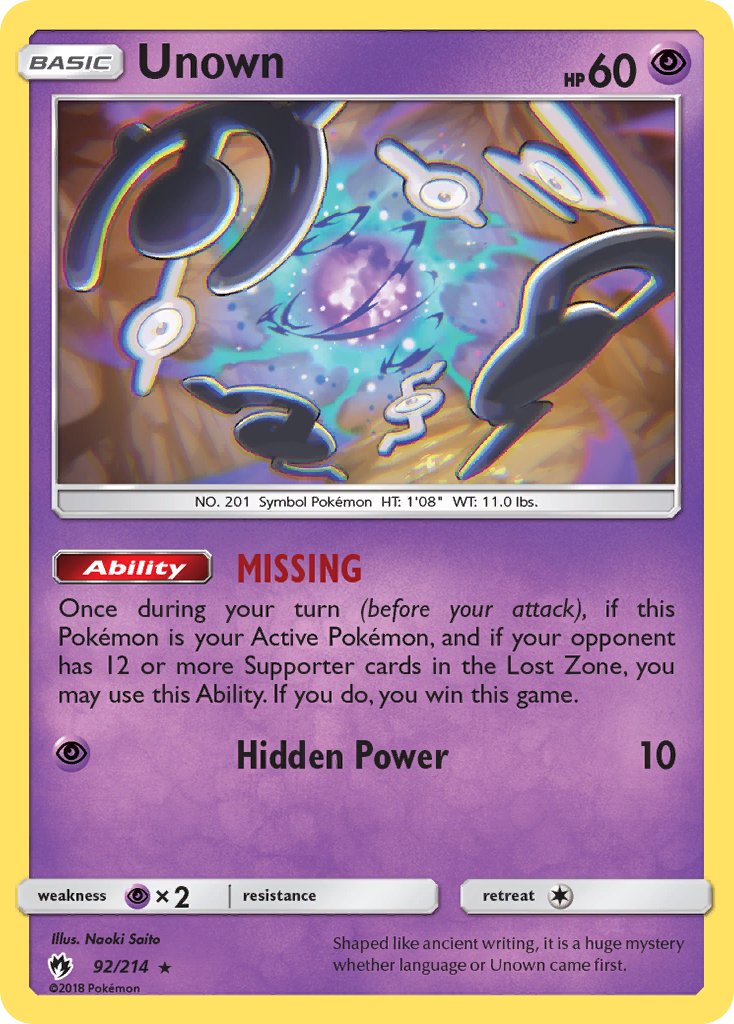 Unown - Lost Thunder (Rare) [LOT-92] English / Near Mint / Normal
