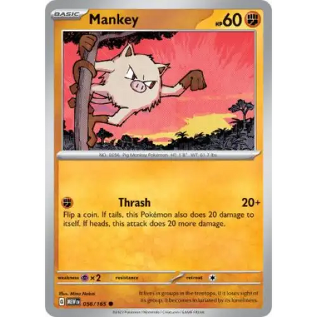 Mankey - 056/165 - Enkeltkort