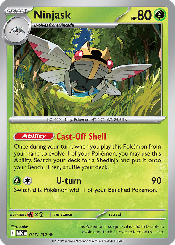 Ninjask - Mega Evolution (Uncommon) [MEG-017] English / Near Mint / Reverse-Holo Normal