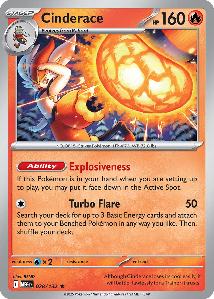 Cinderace - Mega Evolution (Rare) [MEG-028] English / Near Mint / Reverse-Holo Normal