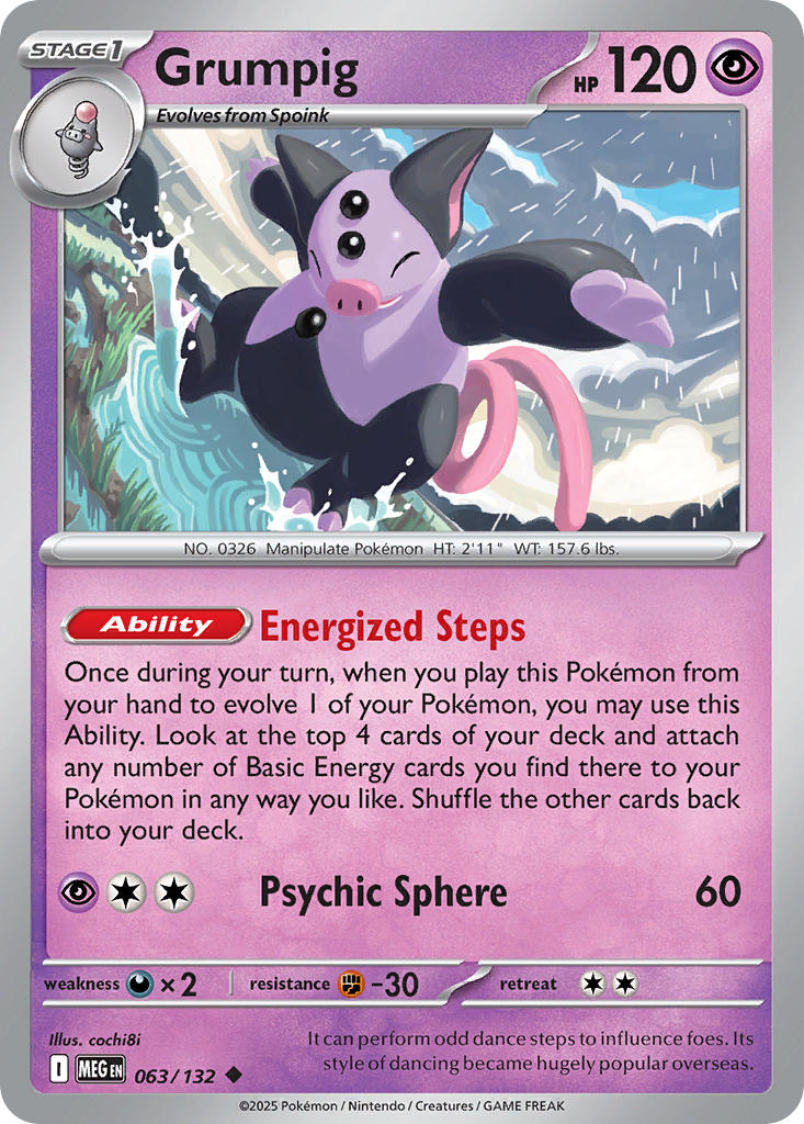 Grumpig - Mega Evolution (Uncommon) [MEG-063] English / Near Mint / Reverse-Holo Normal