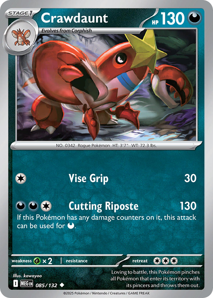 Crawdaunt - Mega Evolution (Uncommon) [MEG-085] English / Near Mint / Reverse-Holo Normal