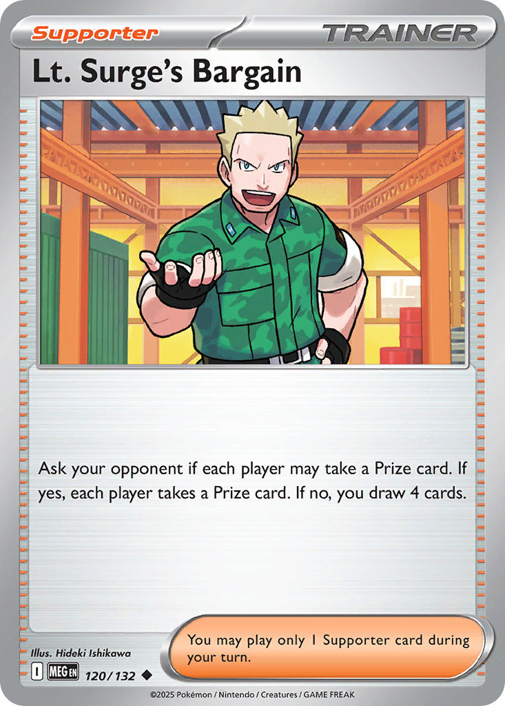 Lt. Surge's Bargain - Mega Evolution (Uncommon) [MEG-120] English / Near Mint / Reverse-Holo Normal