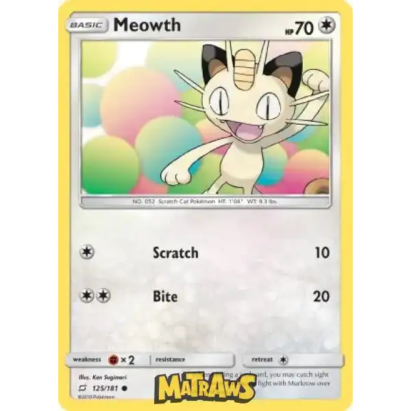 Meowth - 125/181 Enkeltkort Team Up 