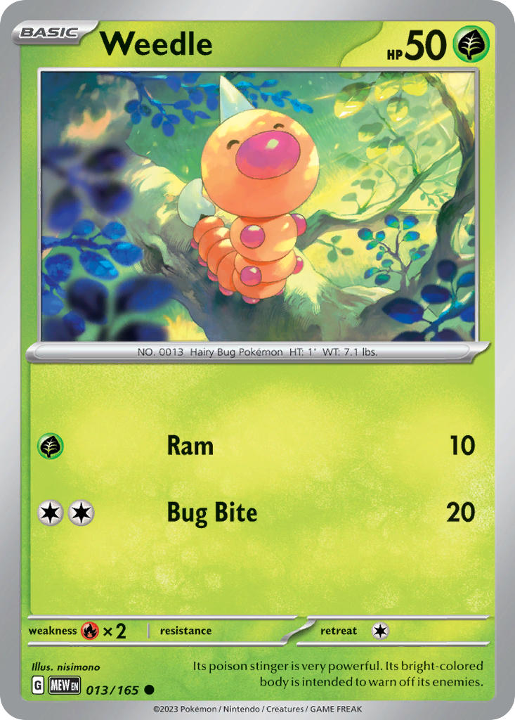 Weedle⁣ - 151⁣ (Common)⁣ [013] English / Near Mint / Reverse-Holo Normal